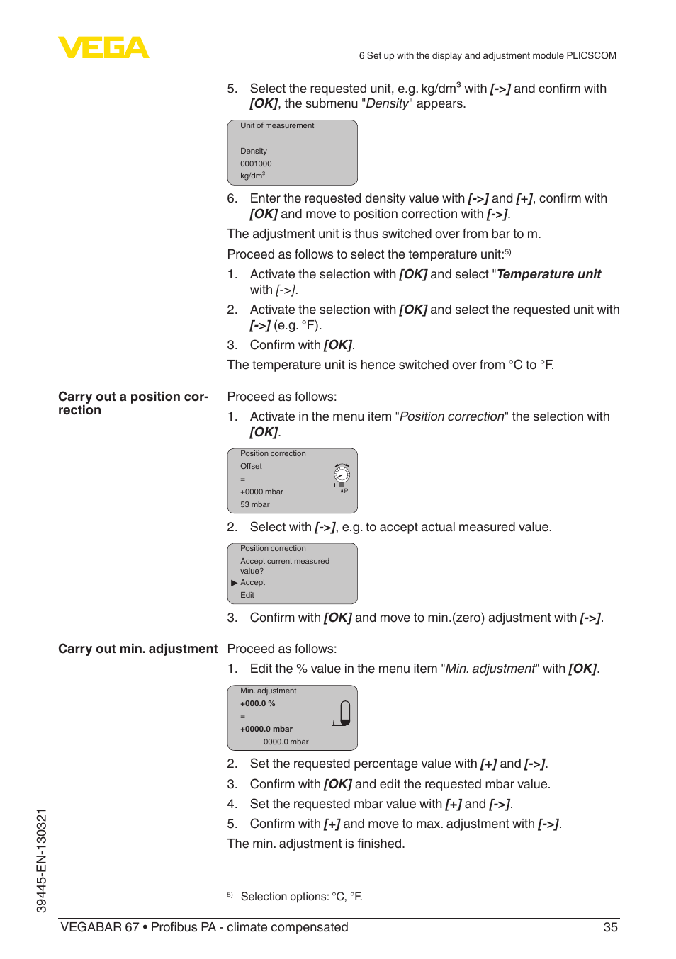 VEGA VEGABAR 67 Profibus PA - climate compensated User Manual | Page 35 / 72