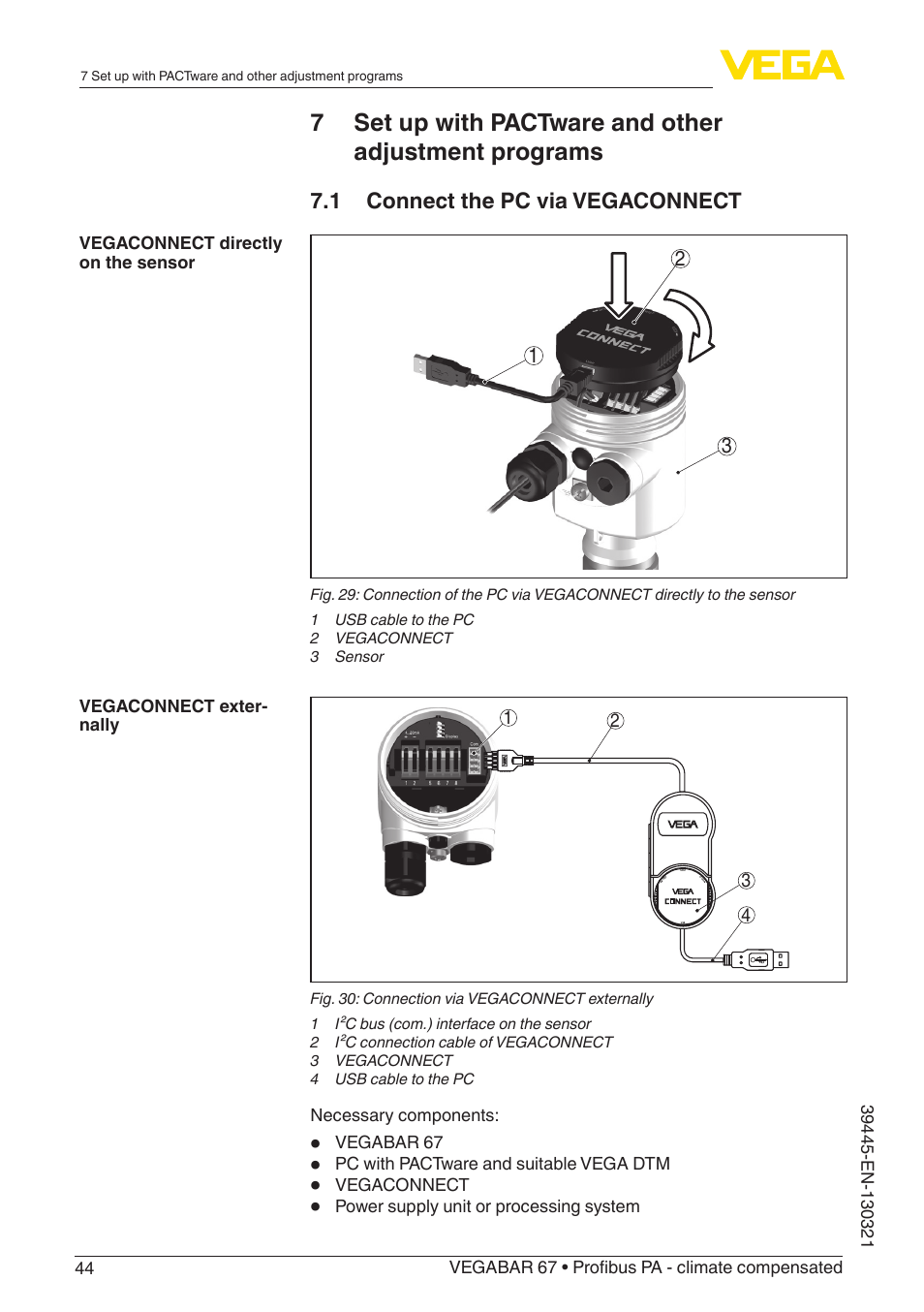 1 connect the pc via vegaconnect | VEGA VEGABAR 67 Profibus PA - climate compensated User Manual | Page 44 / 72