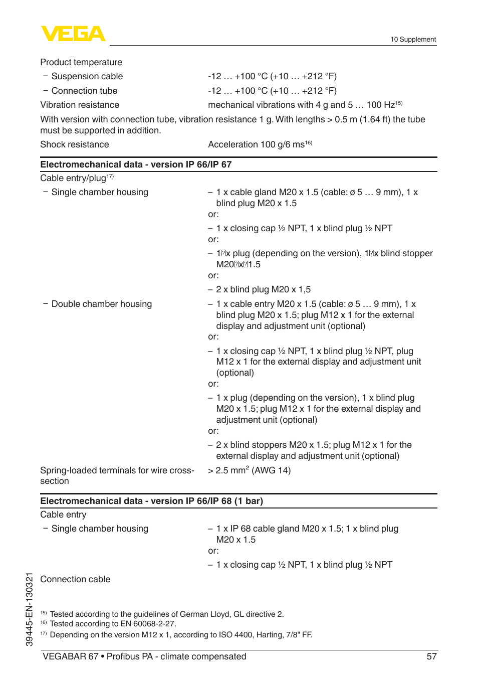 VEGA VEGABAR 67 Profibus PA - climate compensated User Manual | Page 57 / 72