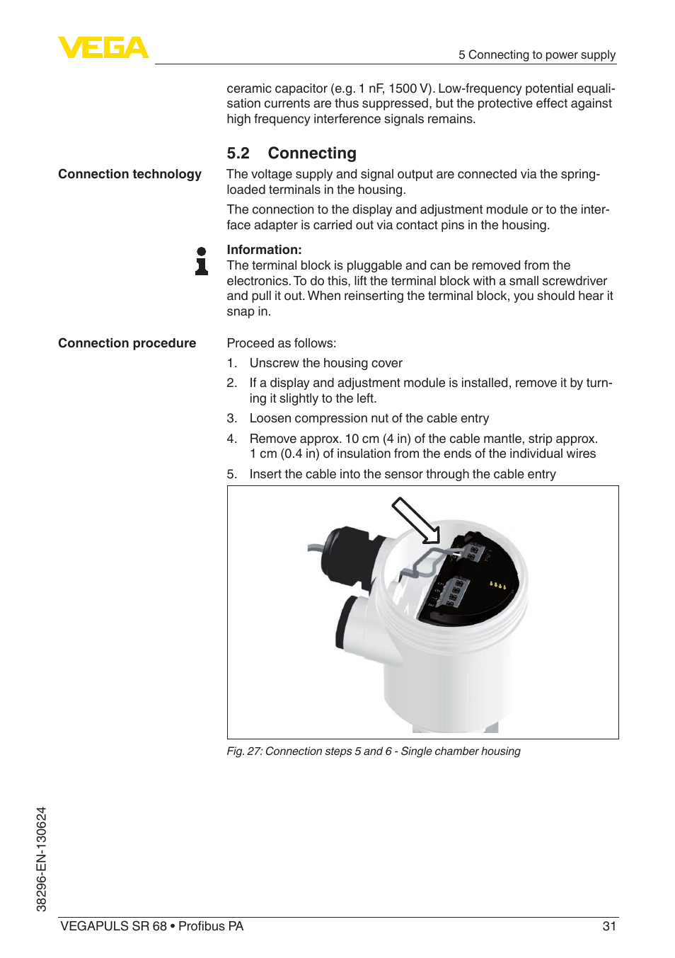 2 connecting | VEGA VEGAPULS SR 68 Profibus PA User Manual | Page 31 / 88