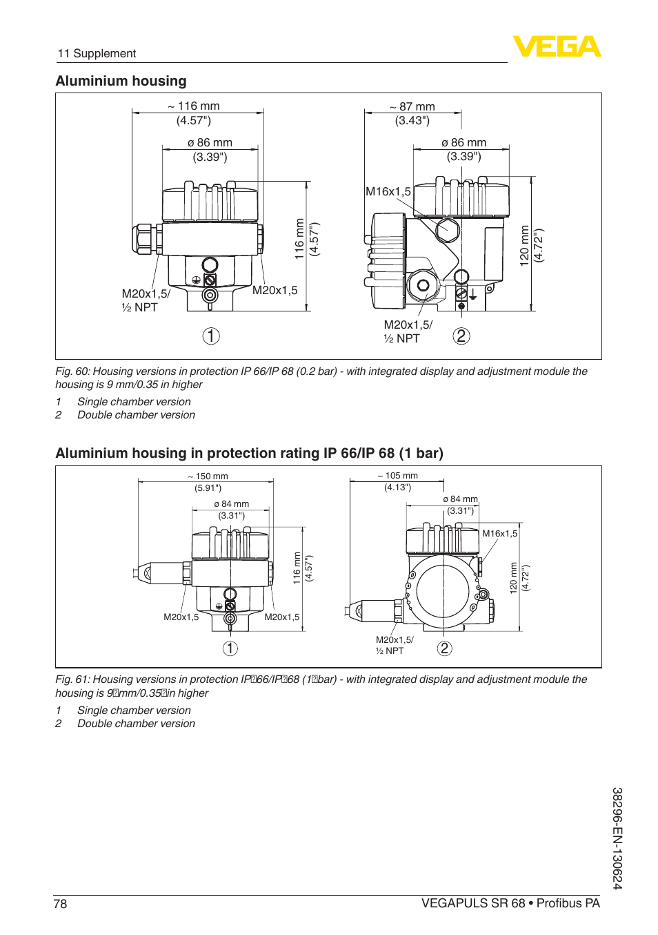 Aluminium housing | VEGA VEGAPULS SR 68 Profibus PA User Manual | Page 78 / 88