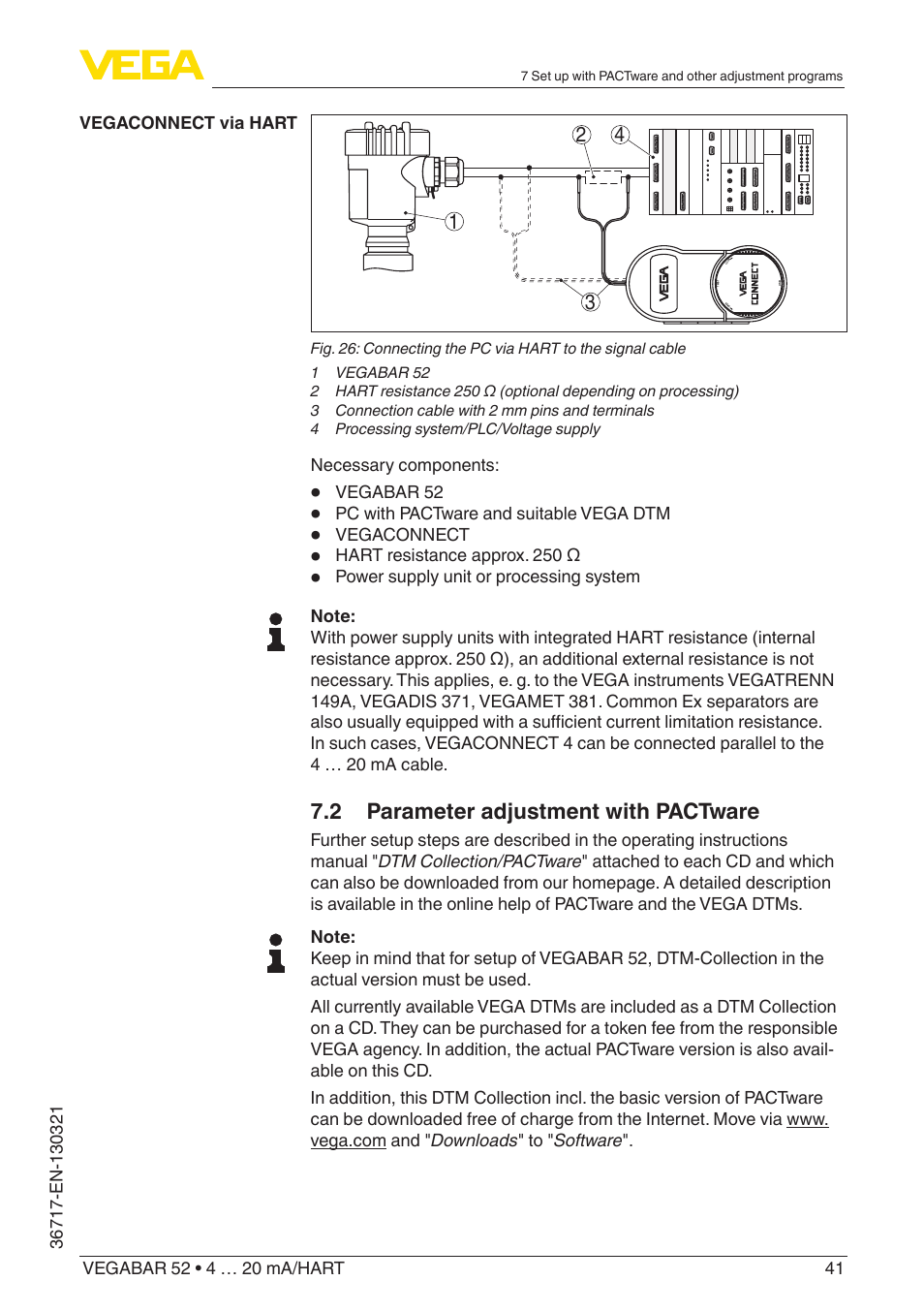 2 parameter adjustment with pactware | VEGA VEGABAR 52 4 … 20 mA_HART User Manual | Page 41 / 76