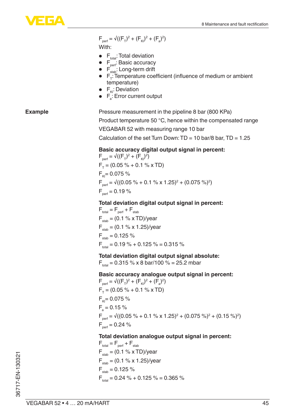 VEGA VEGABAR 52 4 … 20 mA_HART User Manual | Page 45 / 76