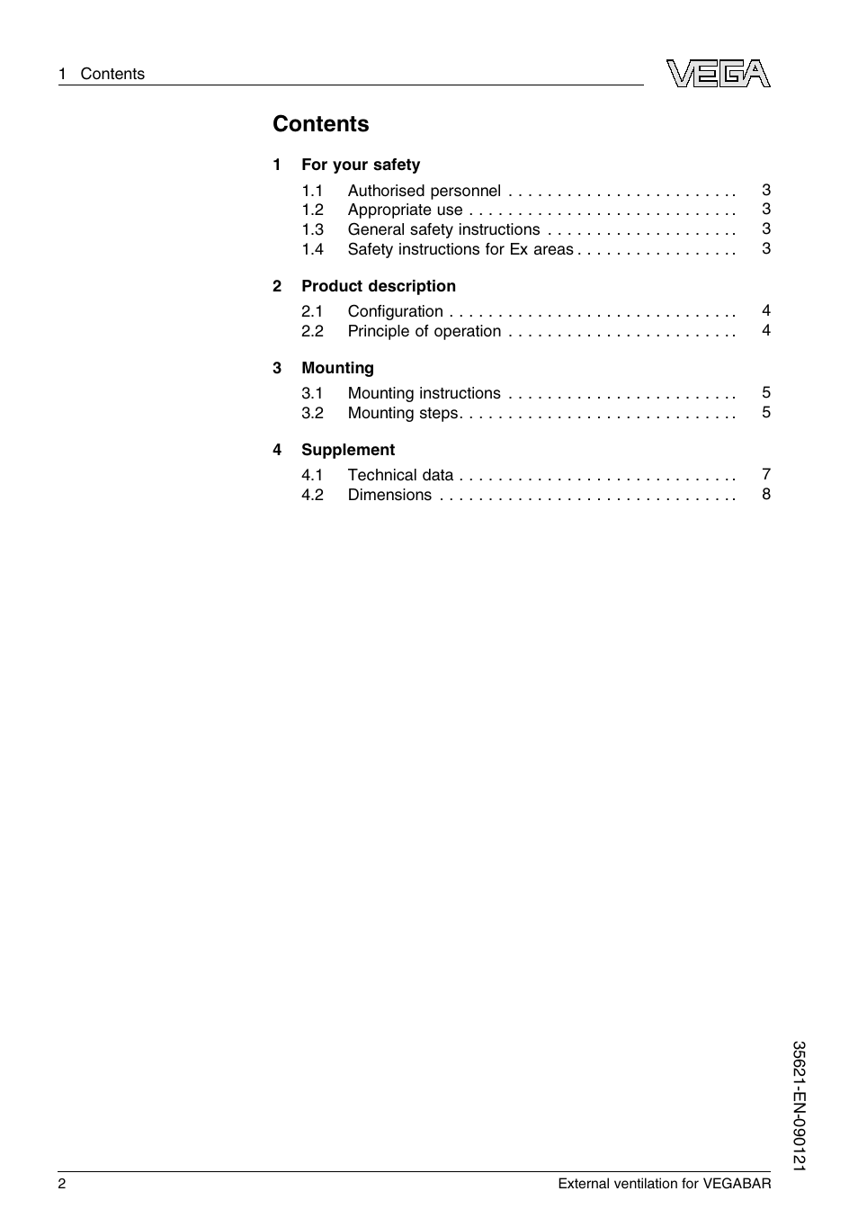 VEGA VEGABAR External ventilation User Manual | Page 2 / 12