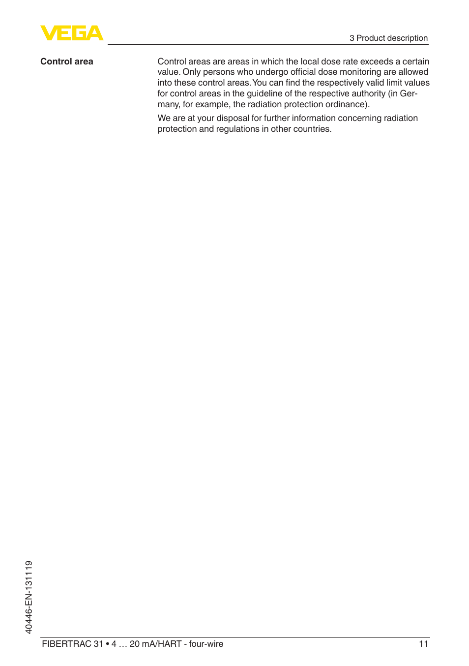 VEGA FIBERTRAC 31 4 … 20 mA_HART - four-wire User Manual | Page 11 / 80