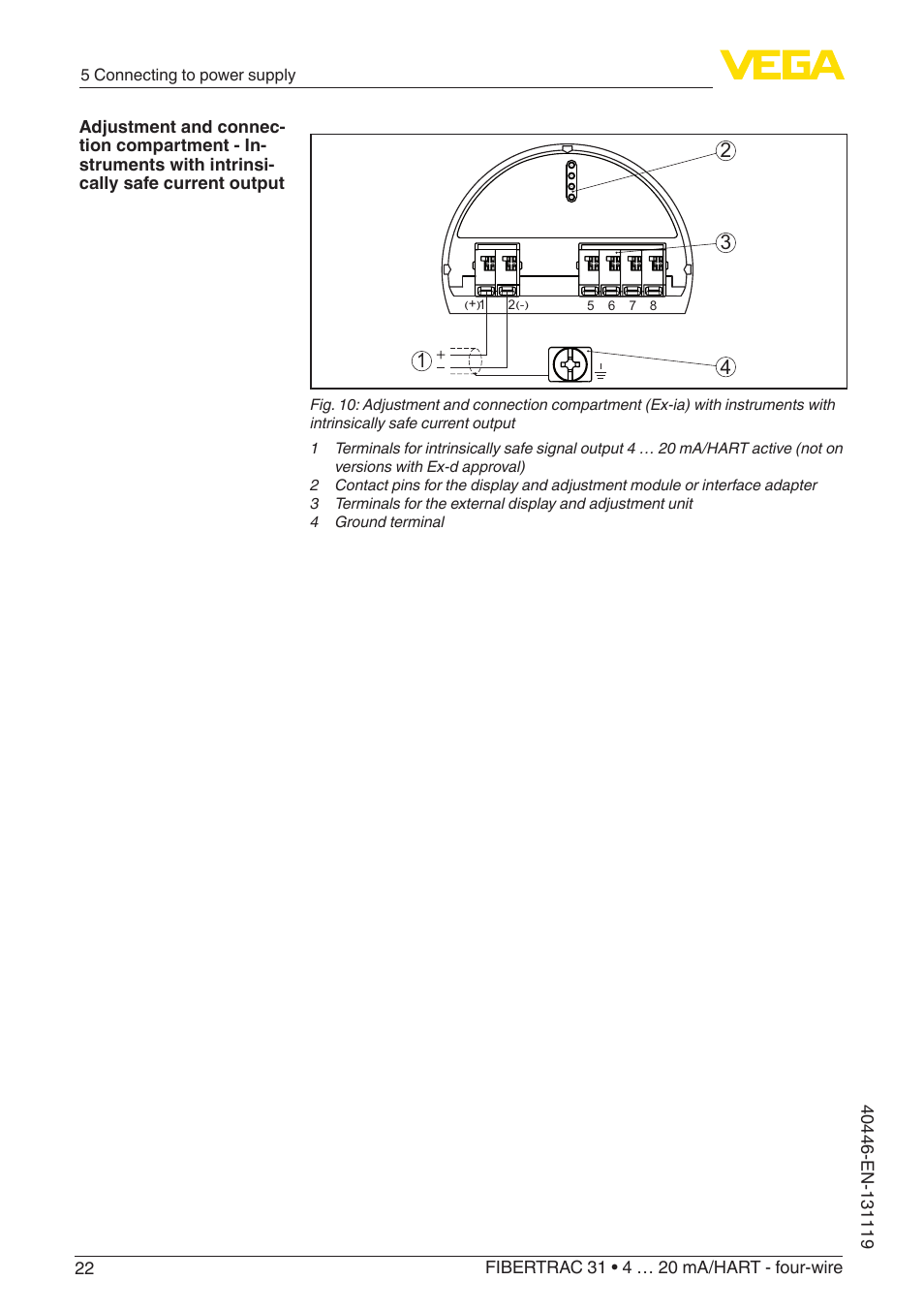 VEGA FIBERTRAC 31 4 … 20 mA_HART - four-wire User Manual | Page 22 / 80