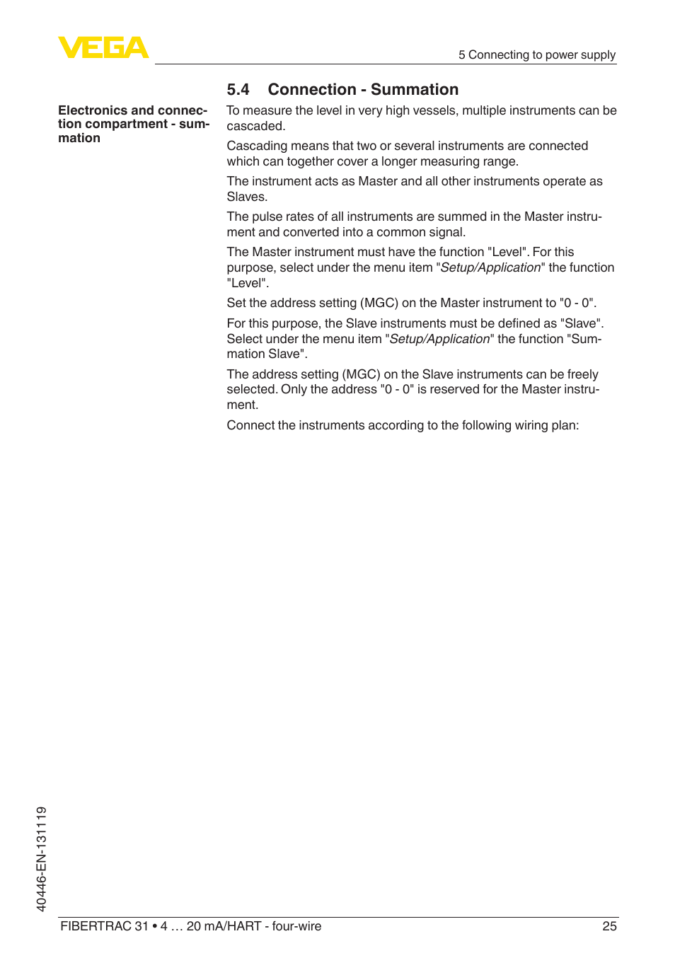 4 connection - summation | VEGA FIBERTRAC 31 4 … 20 mA_HART - four-wire User Manual | Page 25 / 80