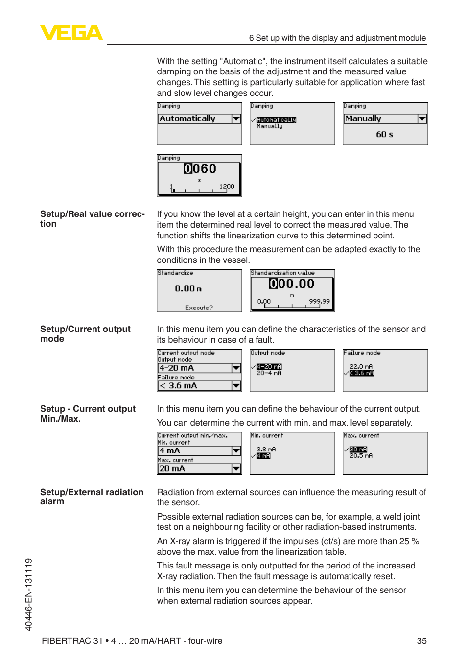 VEGA FIBERTRAC 31 4 … 20 mA_HART - four-wire User Manual | Page 35 / 80