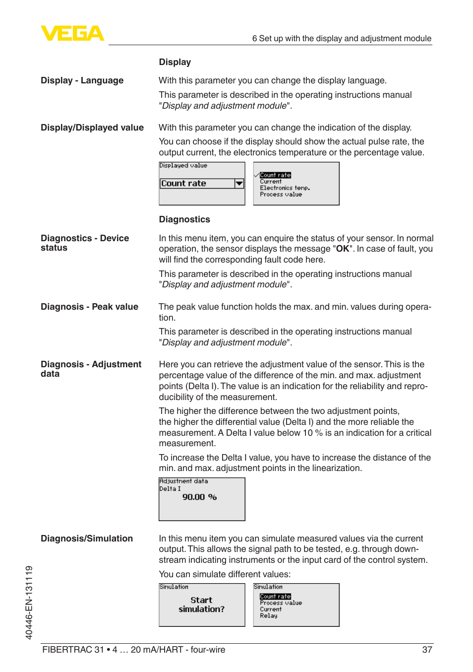 VEGA FIBERTRAC 31 4 … 20 mA_HART - four-wire User Manual | Page 37 / 80