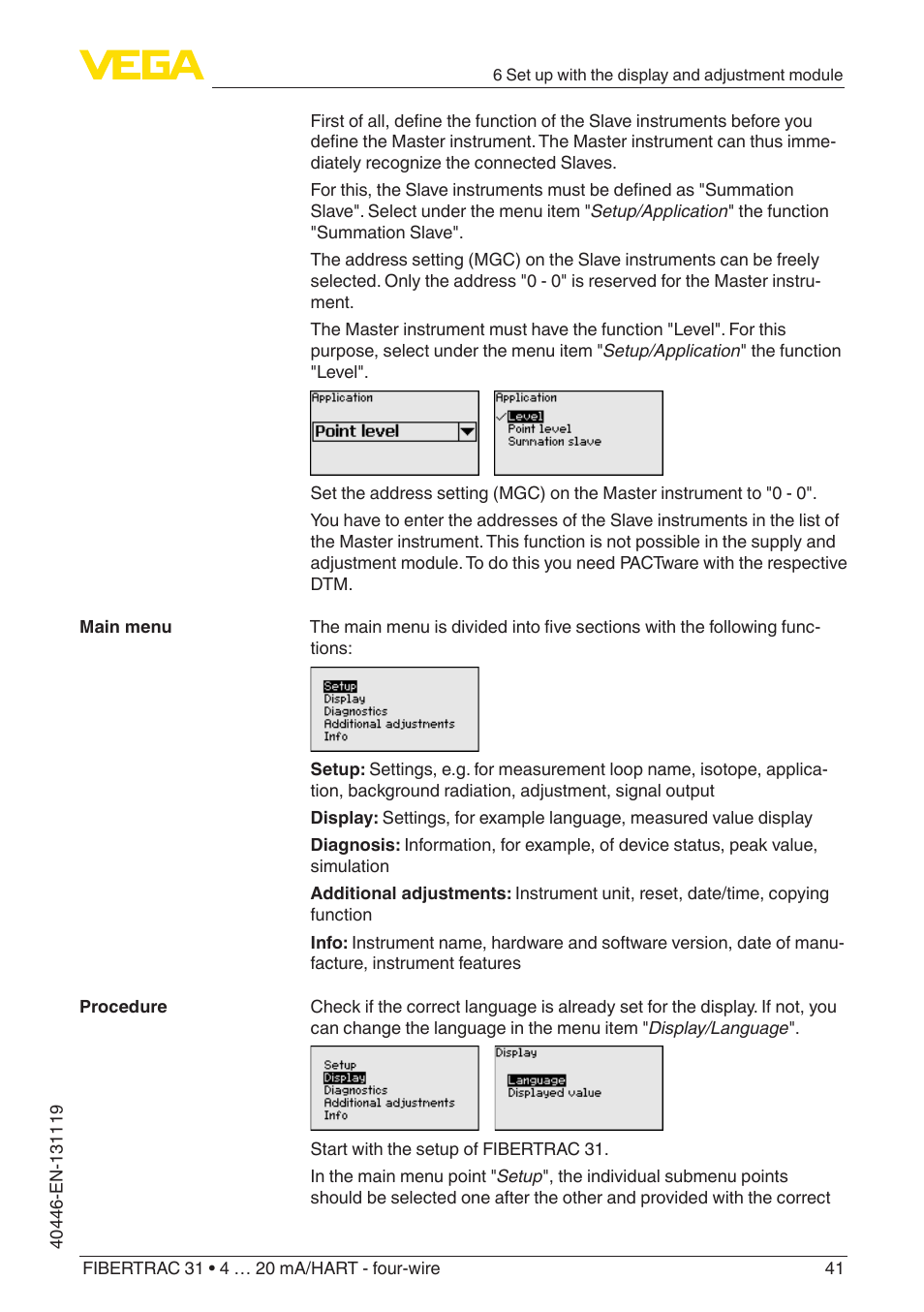 VEGA FIBERTRAC 31 4 … 20 mA_HART - four-wire User Manual | Page 41 / 80