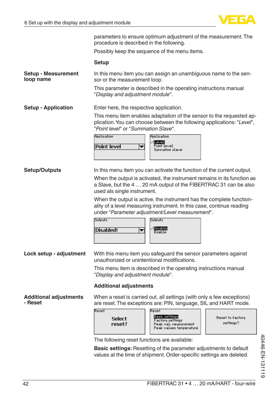 VEGA FIBERTRAC 31 4 … 20 mA_HART - four-wire User Manual | Page 42 / 80