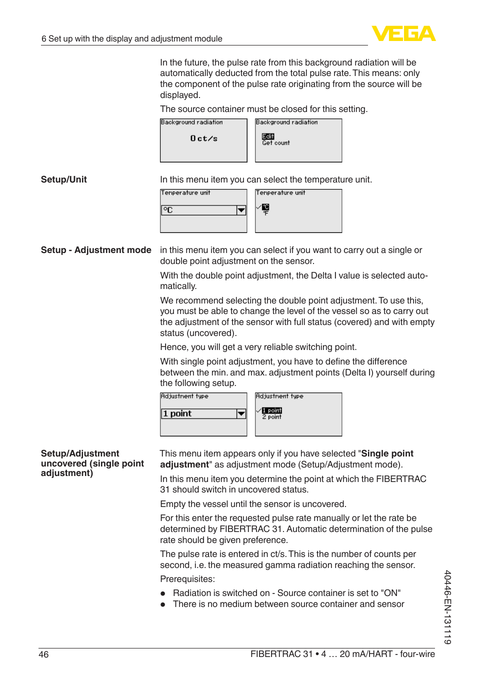 VEGA FIBERTRAC 31 4 … 20 mA_HART - four-wire User Manual | Page 46 / 80