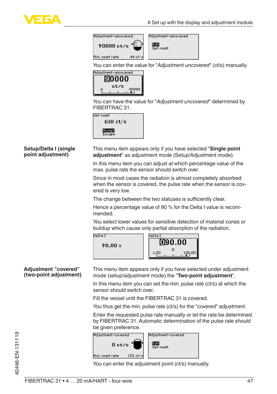 VEGA FIBERTRAC 31 4 … 20 mA_HART - four-wire User Manual | Page 47 / 80