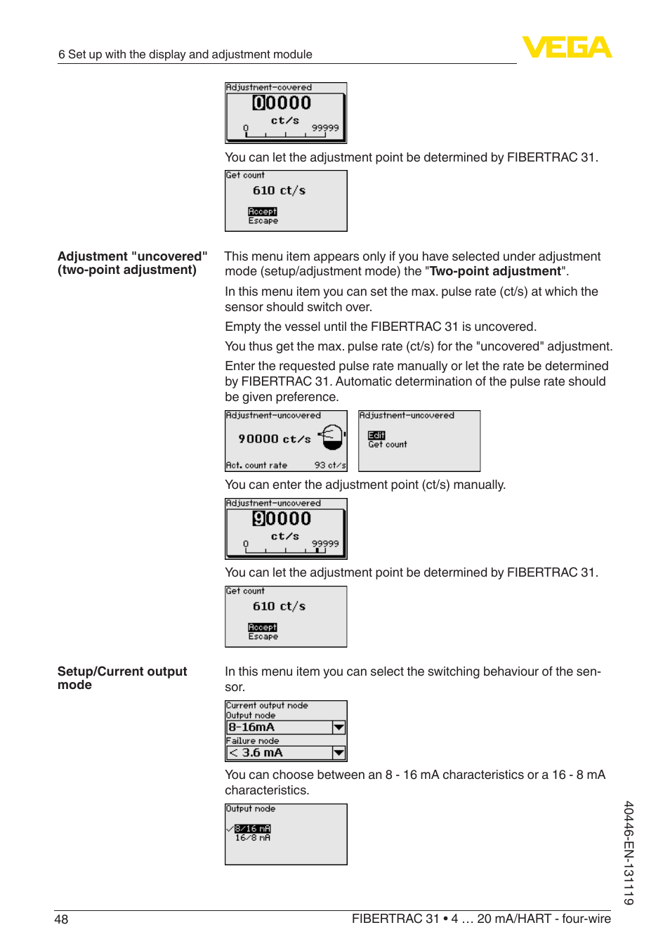 VEGA FIBERTRAC 31 4 … 20 mA_HART - four-wire User Manual | Page 48 / 80