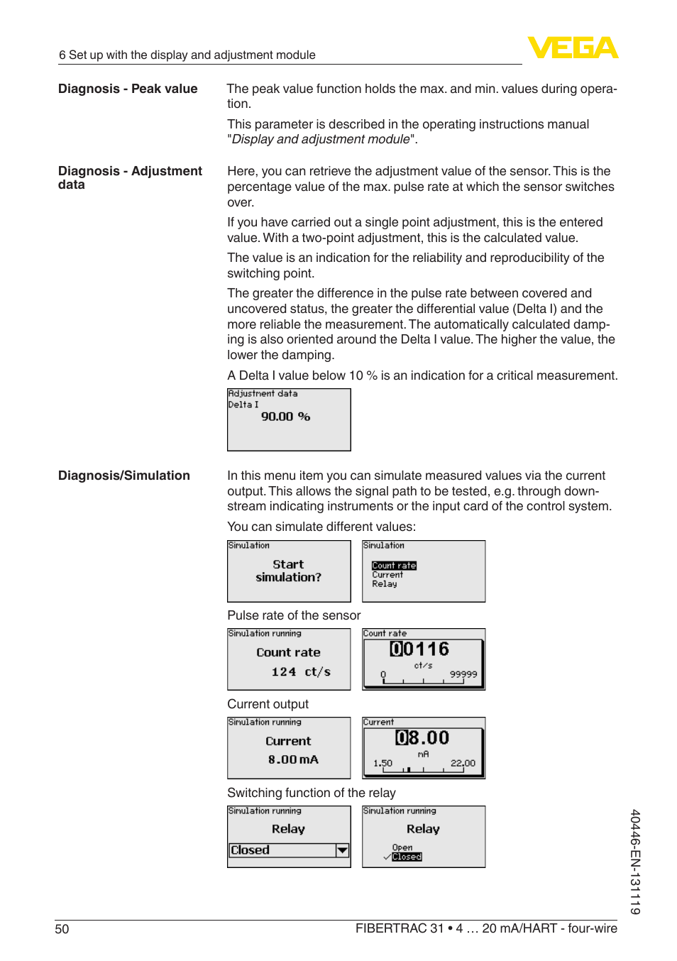 VEGA FIBERTRAC 31 4 … 20 mA_HART - four-wire User Manual | Page 50 / 80