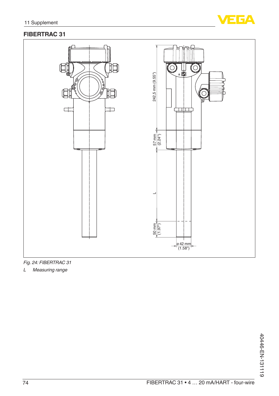 Fibertrac 31 | VEGA FIBERTRAC 31 4 … 20 mA_HART - four-wire User Manual | Page 74 / 80
