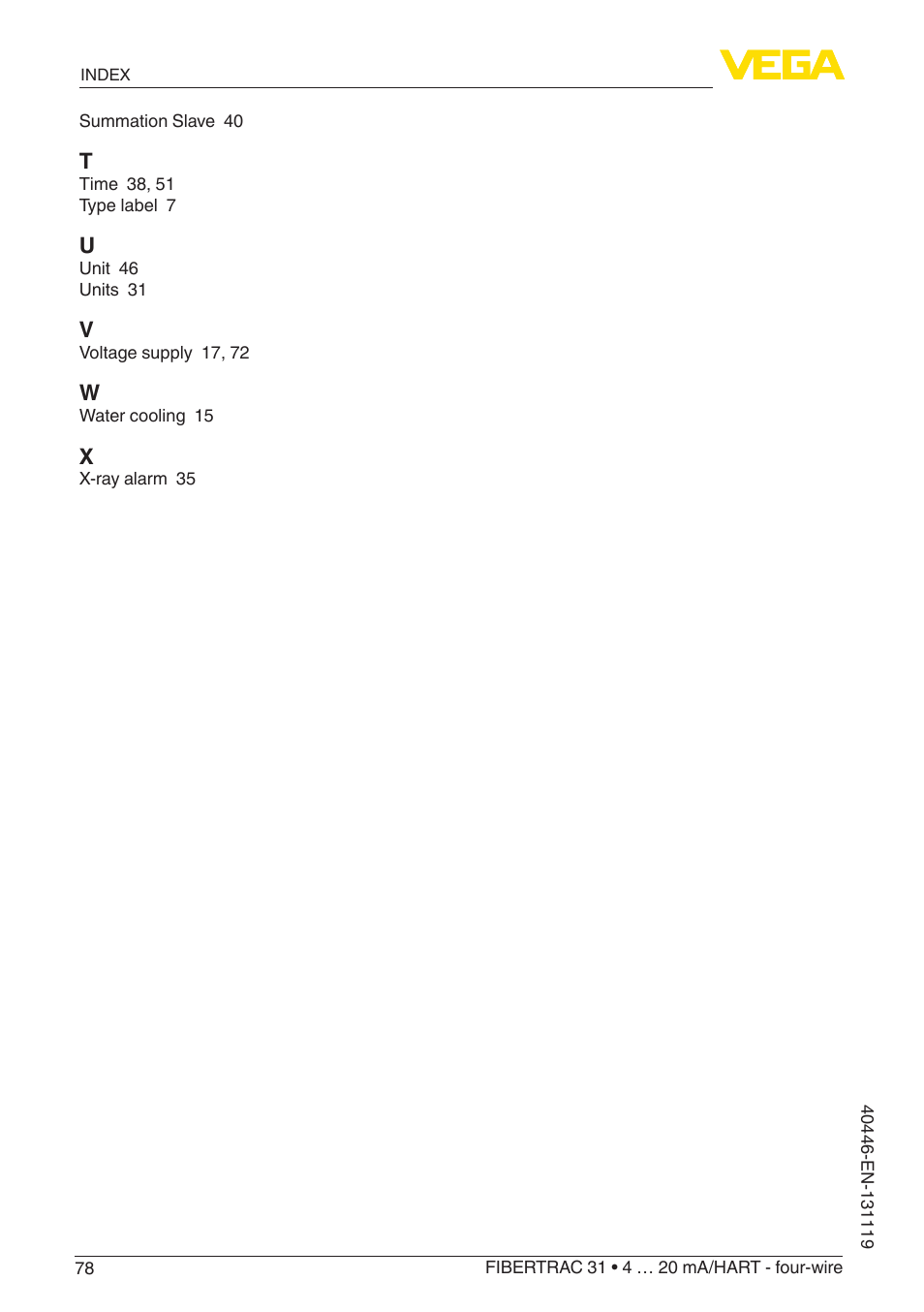 VEGA FIBERTRAC 31 4 … 20 mA_HART - four-wire User Manual | Page 78 / 80