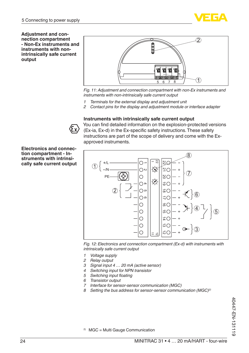 VEGA MINITRAC 31 4 … 20 mA_HART - four-wire User Manual | Page 24 / 88