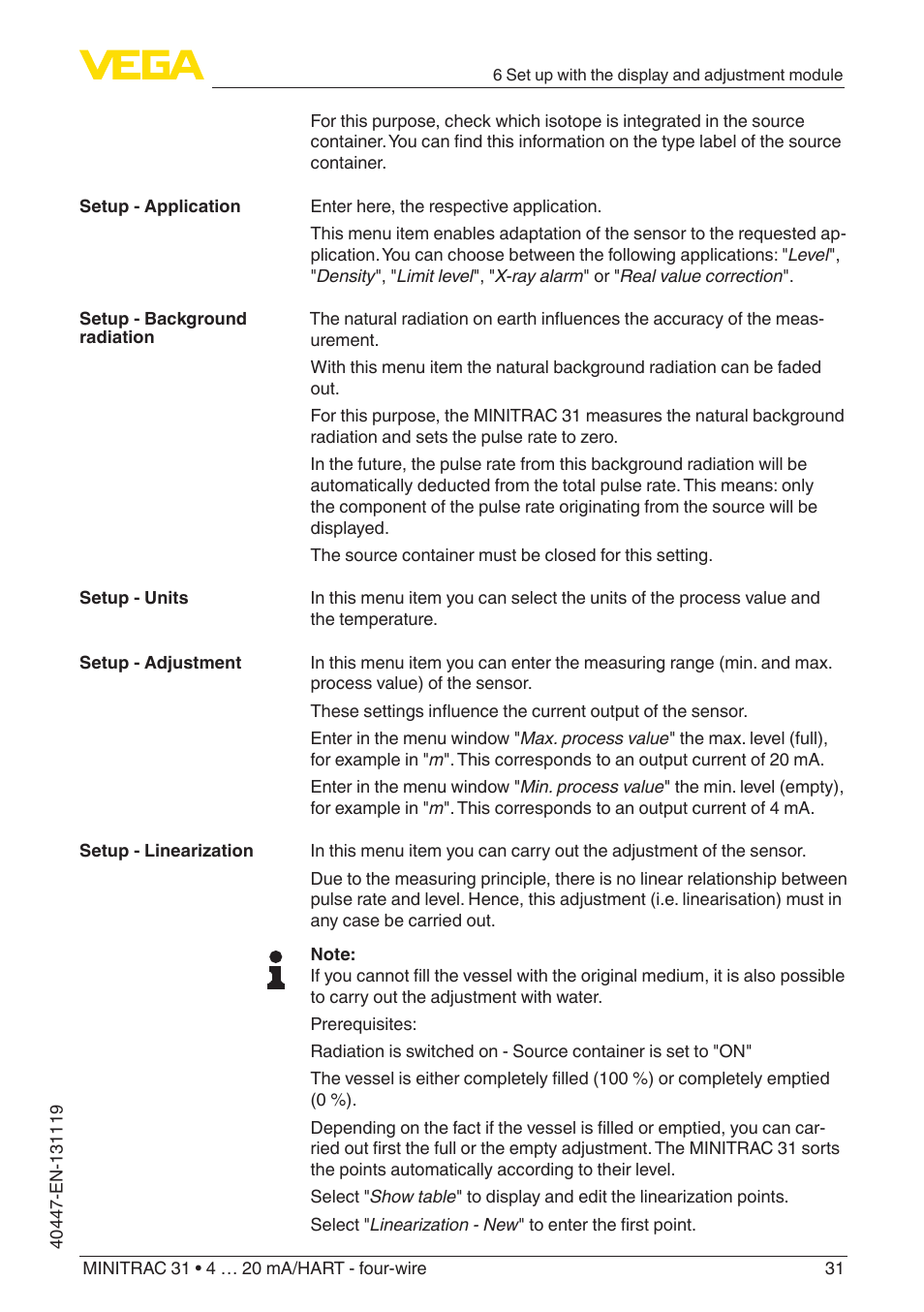 VEGA MINITRAC 31 4 … 20 mA_HART - four-wire User Manual | Page 31 / 88