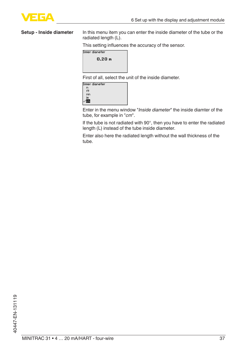VEGA MINITRAC 31 4 … 20 mA_HART - four-wire User Manual | Page 37 / 88