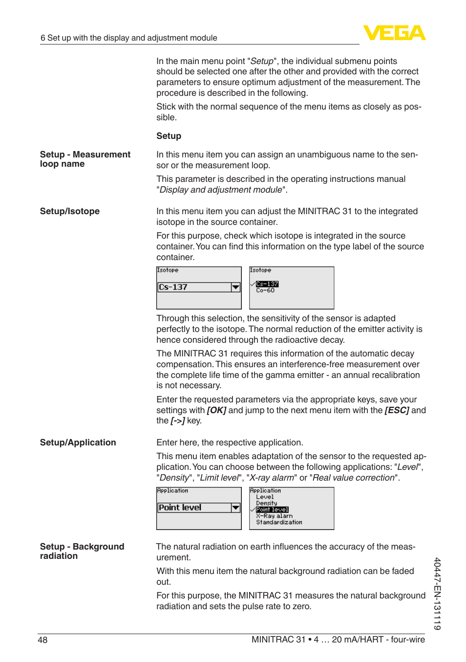 VEGA MINITRAC 31 4 … 20 mA_HART - four-wire User Manual | Page 48 / 88