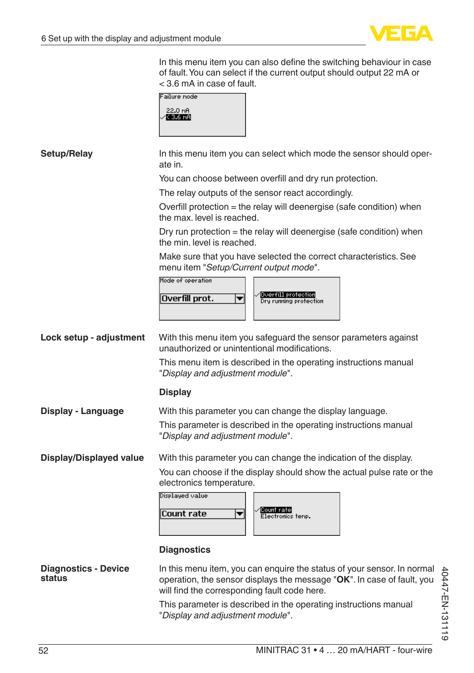 VEGA MINITRAC 31 4 … 20 mA_HART - four-wire User Manual | Page 52 / 88