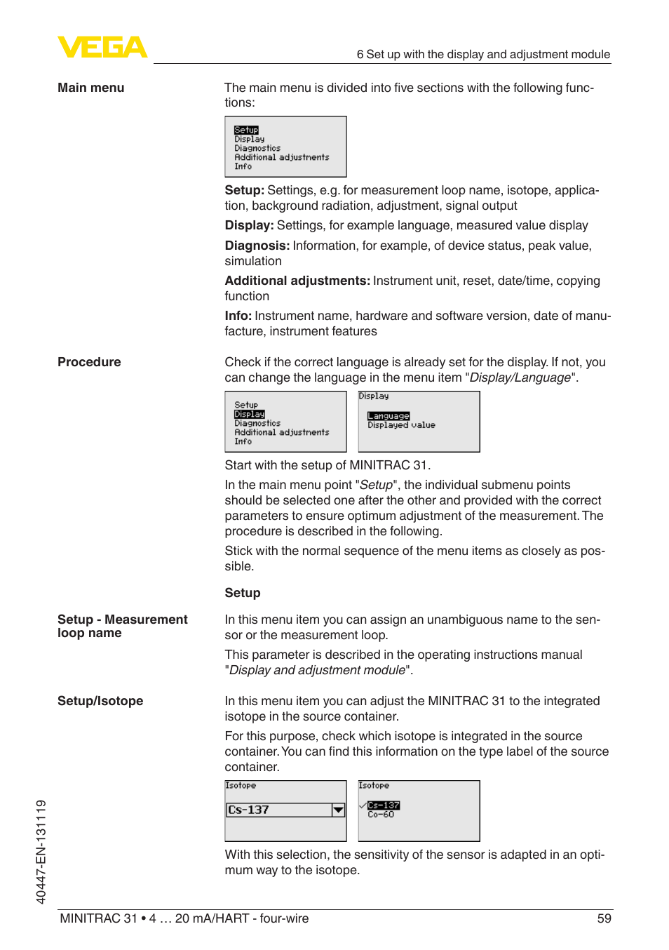 VEGA MINITRAC 31 4 … 20 mA_HART - four-wire User Manual | Page 59 / 88