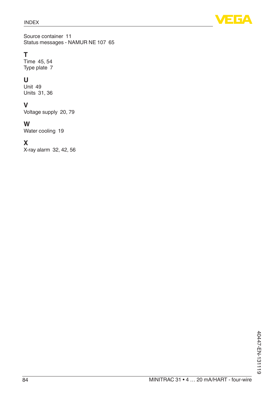 VEGA MINITRAC 31 4 … 20 mA_HART - four-wire User Manual | Page 84 / 88