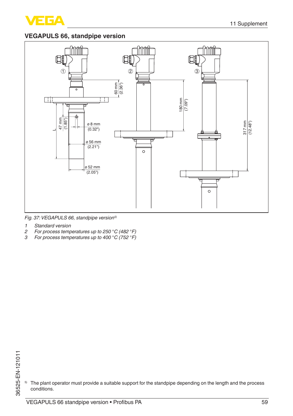 Vegapuls 66, standpipe version | VEGA VEGAPULS 66 (≥ 2.0.0 - ≥ 4.0.0) standpipe ver. Profibus PA User Manual | Page 59 / 64