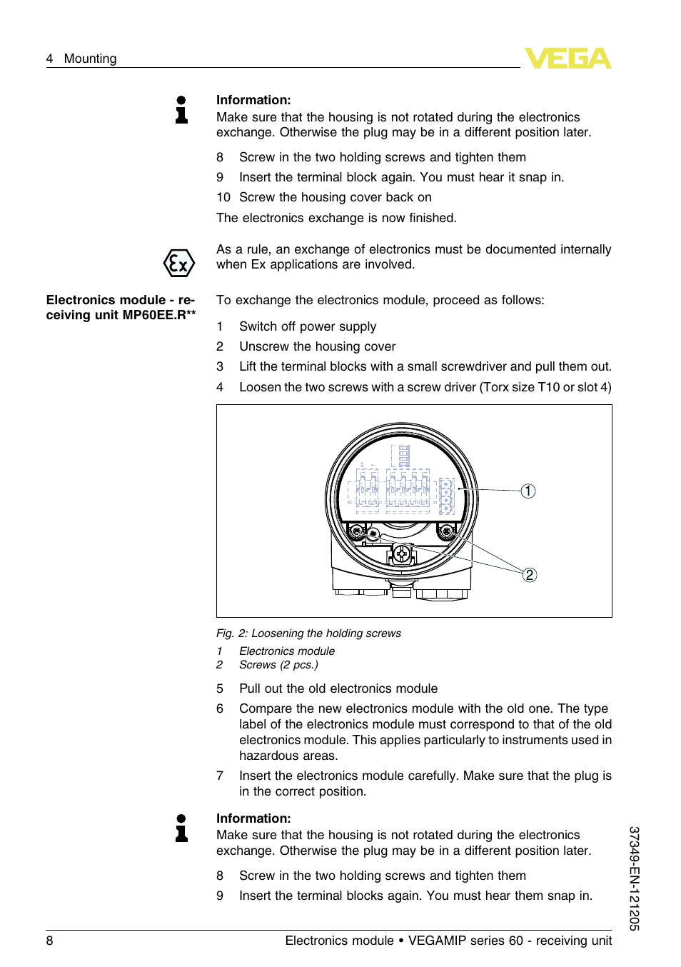 VEGA VEGAMIP series 60 - receiving unit User Manual | Page 8 / 16