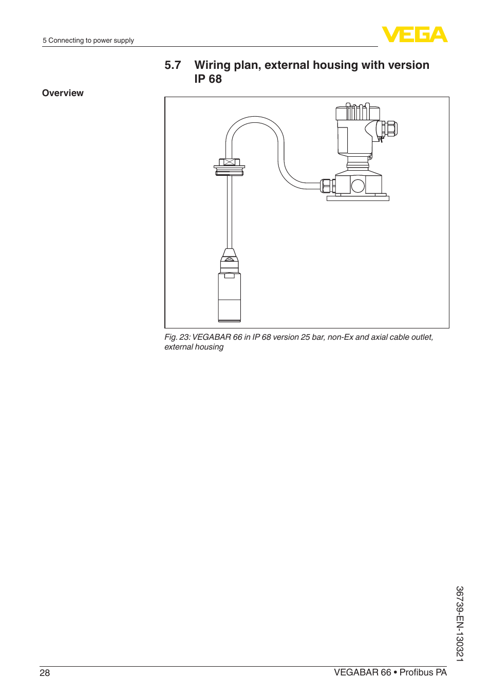 7 wiring plan, external housing with version ip 68 | VEGA VEGABAR 66 Profibus PA User Manual | Page 28 / 76