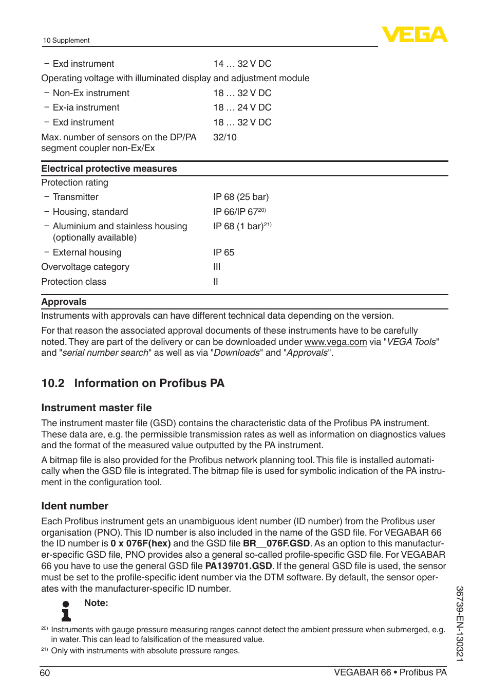 2 information on profibus pa | VEGA VEGABAR 66 Profibus PA User Manual | Page 60 / 76