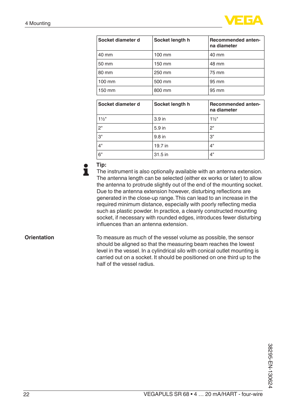 VEGA VEGAPULS SR 68 4 … 20 mA_HART - four-wire User Manual | Page 22 / 80