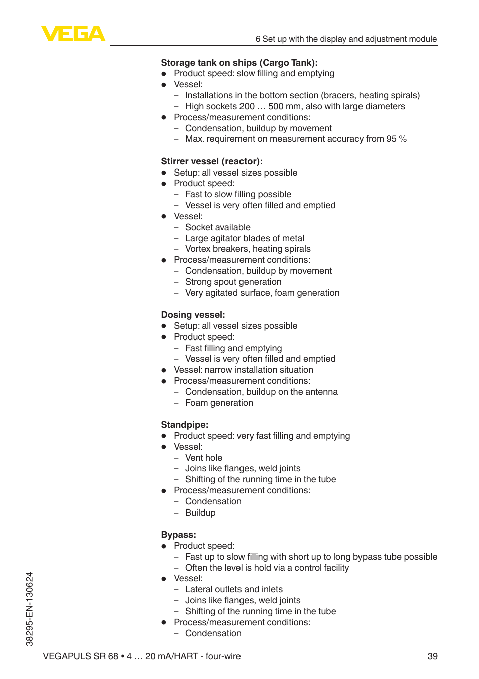 VEGA VEGAPULS SR 68 4 … 20 mA_HART - four-wire User Manual | Page 39 / 80