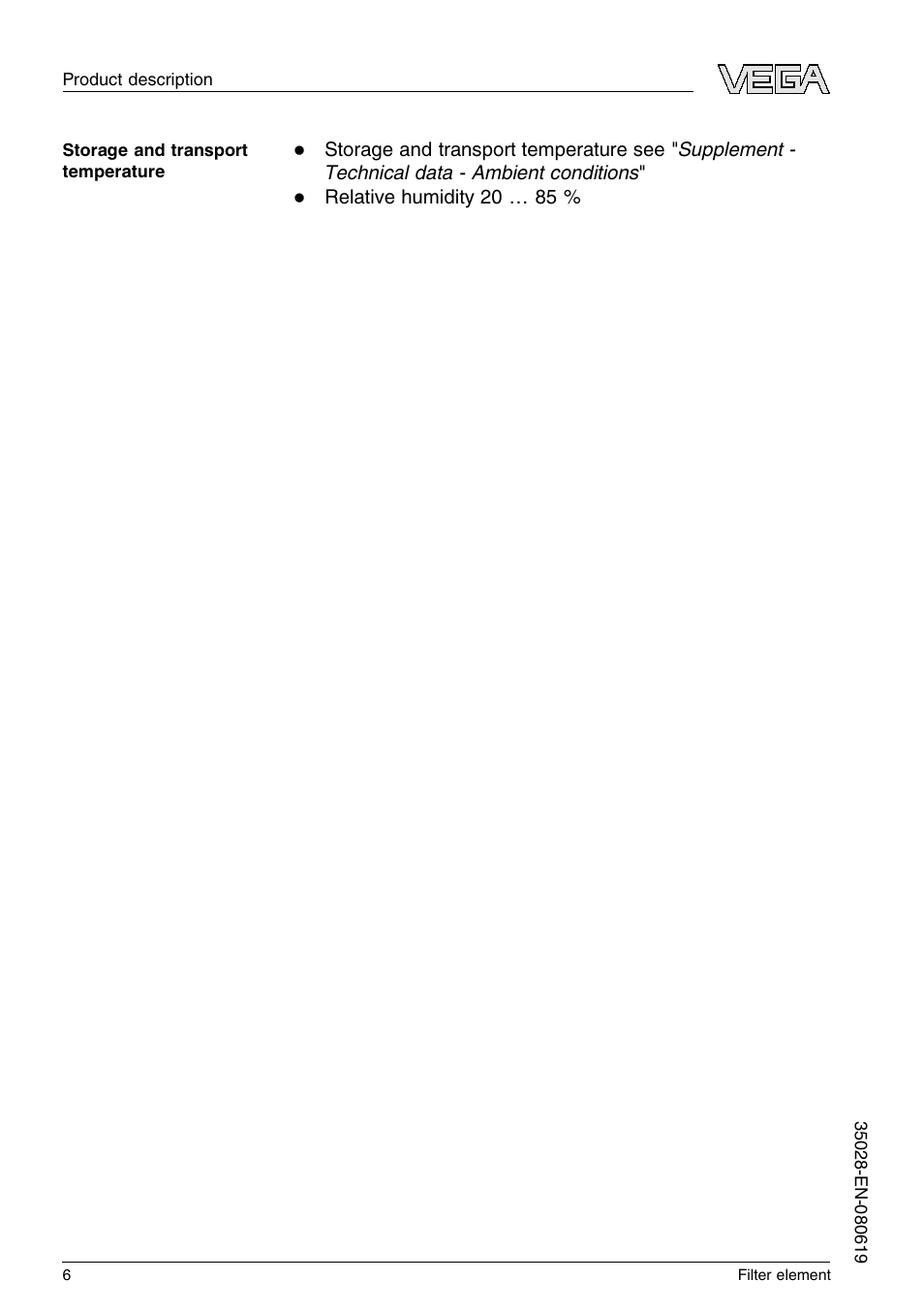 VEGA Filter element User Manual | Page 6 / 12