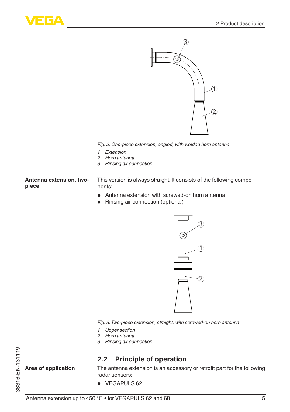 2 principle of operation | VEGA VEGAPULS 68 Antenna extension up to 450 °C User Manual | Page 5 / 16