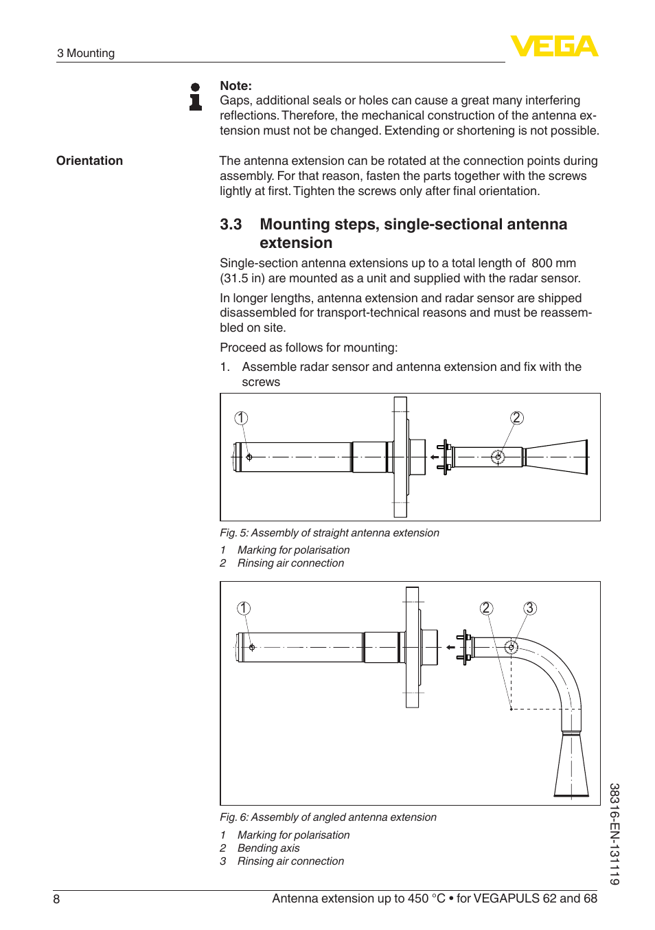 VEGA VEGAPULS 68 Antenna extension up to 450 °C User Manual | Page 8 / 16