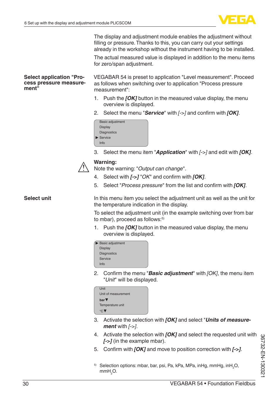 VEGA VEGABAR 54 Foundation Fieldbus User Manual | Page 30 / 72