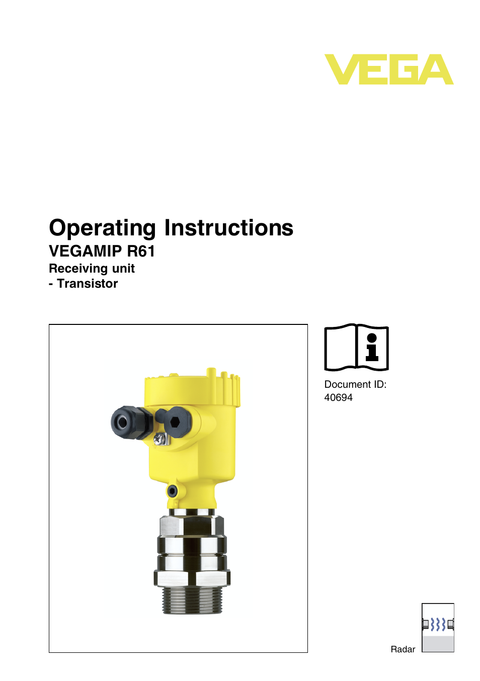 VEGA VEGAMIP R61 Receiving unit - Transistor User Manual | 48 pages