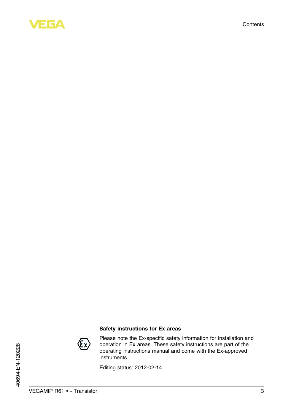 VEGA VEGAMIP R61 Receiving unit - Transistor User Manual | Page 3 / 48