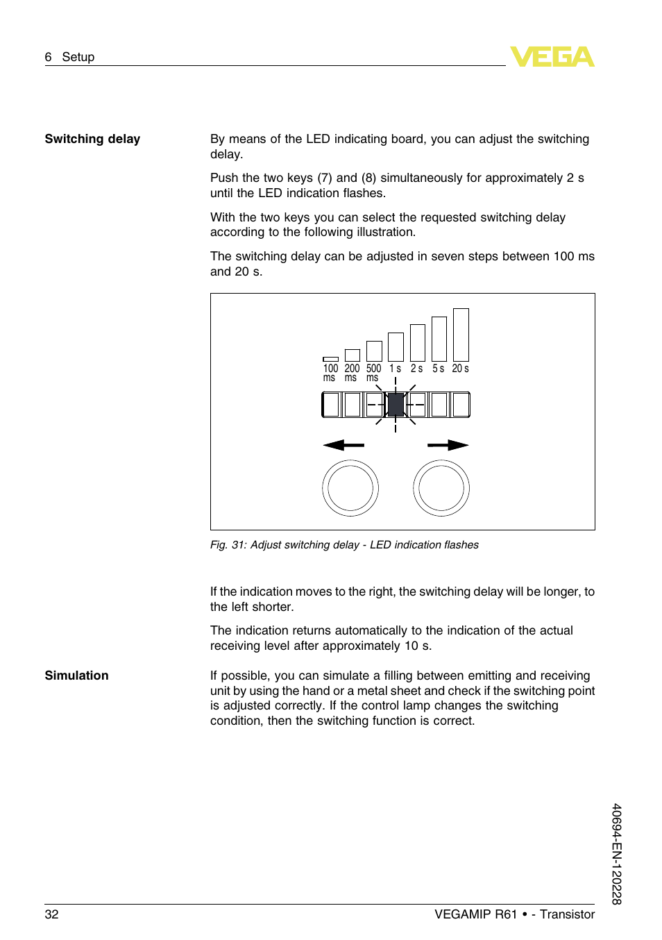 VEGA VEGAMIP R61 Receiving unit - Transistor User Manual | Page 32 / 48