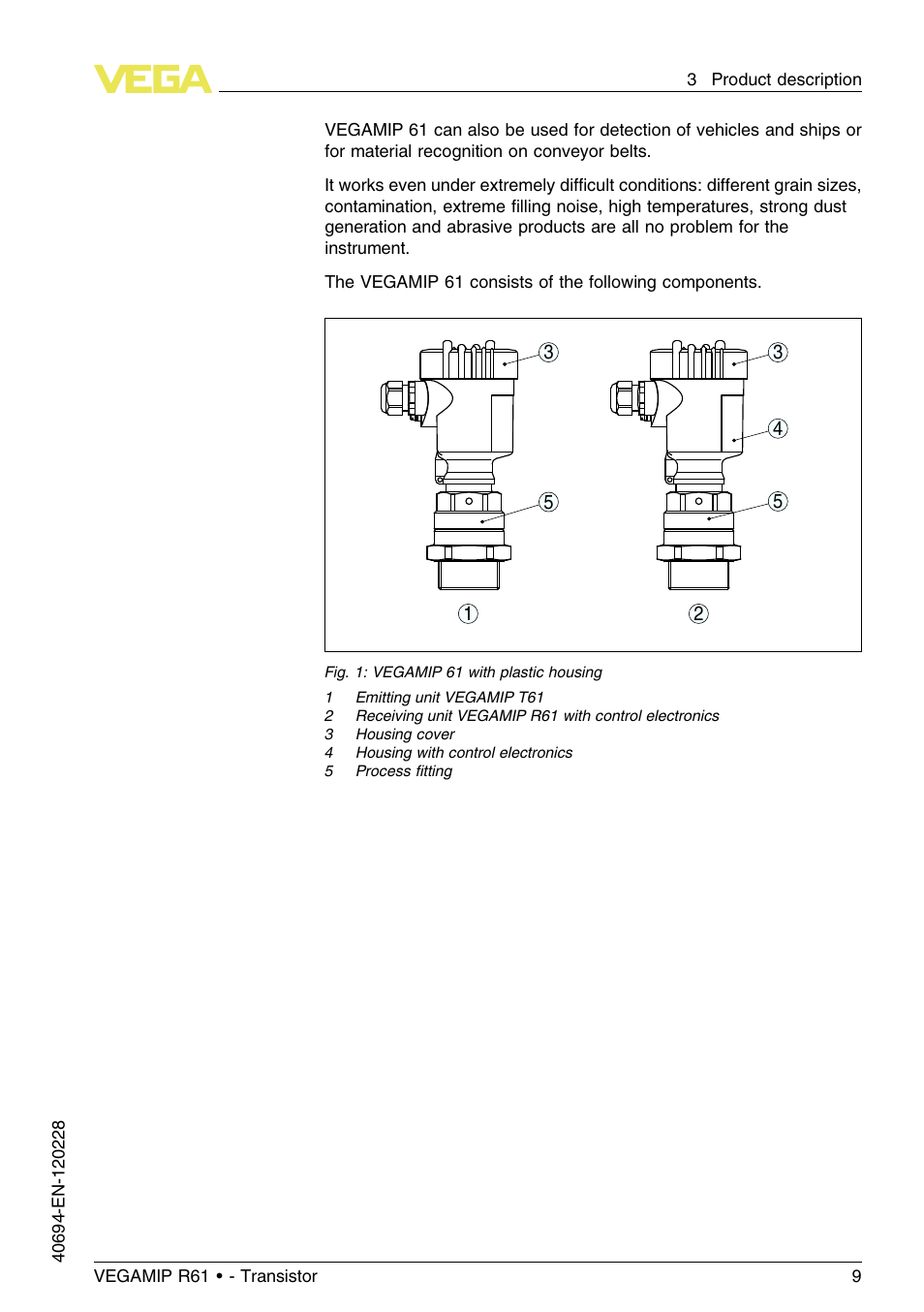 VEGA VEGAMIP R61 Receiving unit - Transistor User Manual | Page 9 / 48