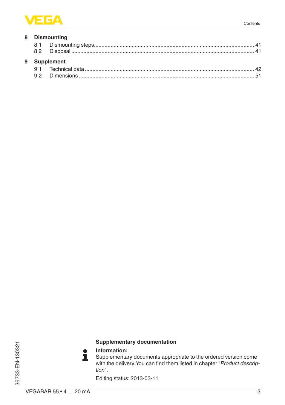 VEGA VEGABAR 55 4 … 20 mA User Manual | Page 3 / 64