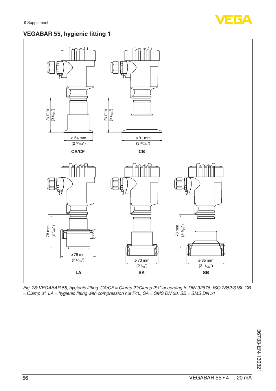 Vegabar 55, hygienic fitting 1 | VEGA VEGABAR 55 4 … 20 mA User Manual | Page 56 / 64