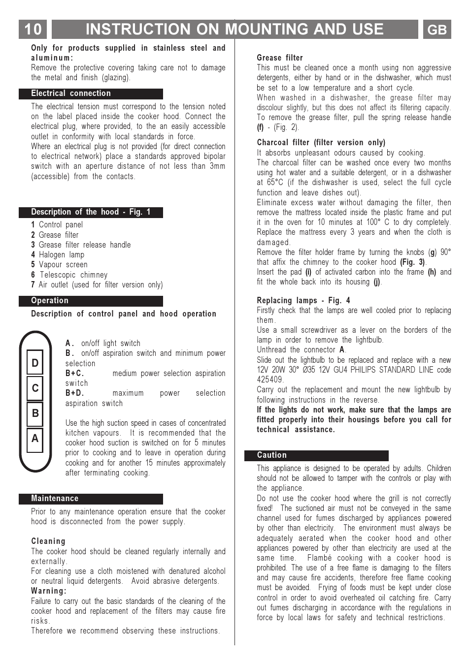 Instruction on mounting and use, Ab c d | ELICA MENHIR User Manual | Page 11 / 36