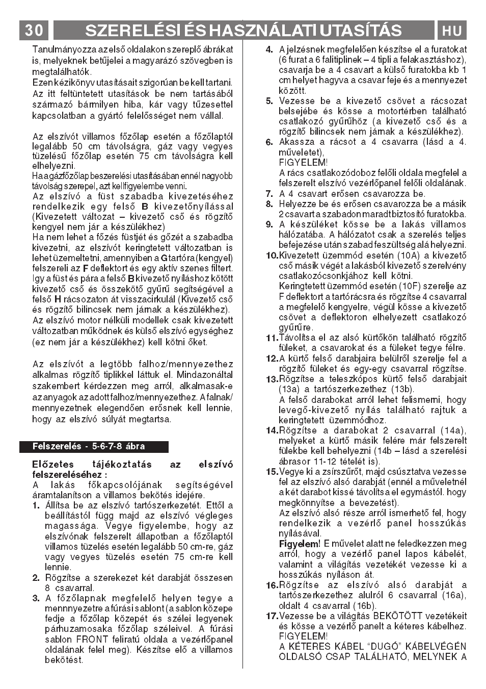Szerelési és használati utasítás | ELICA MENHIR User Manual | Page 31 / 36