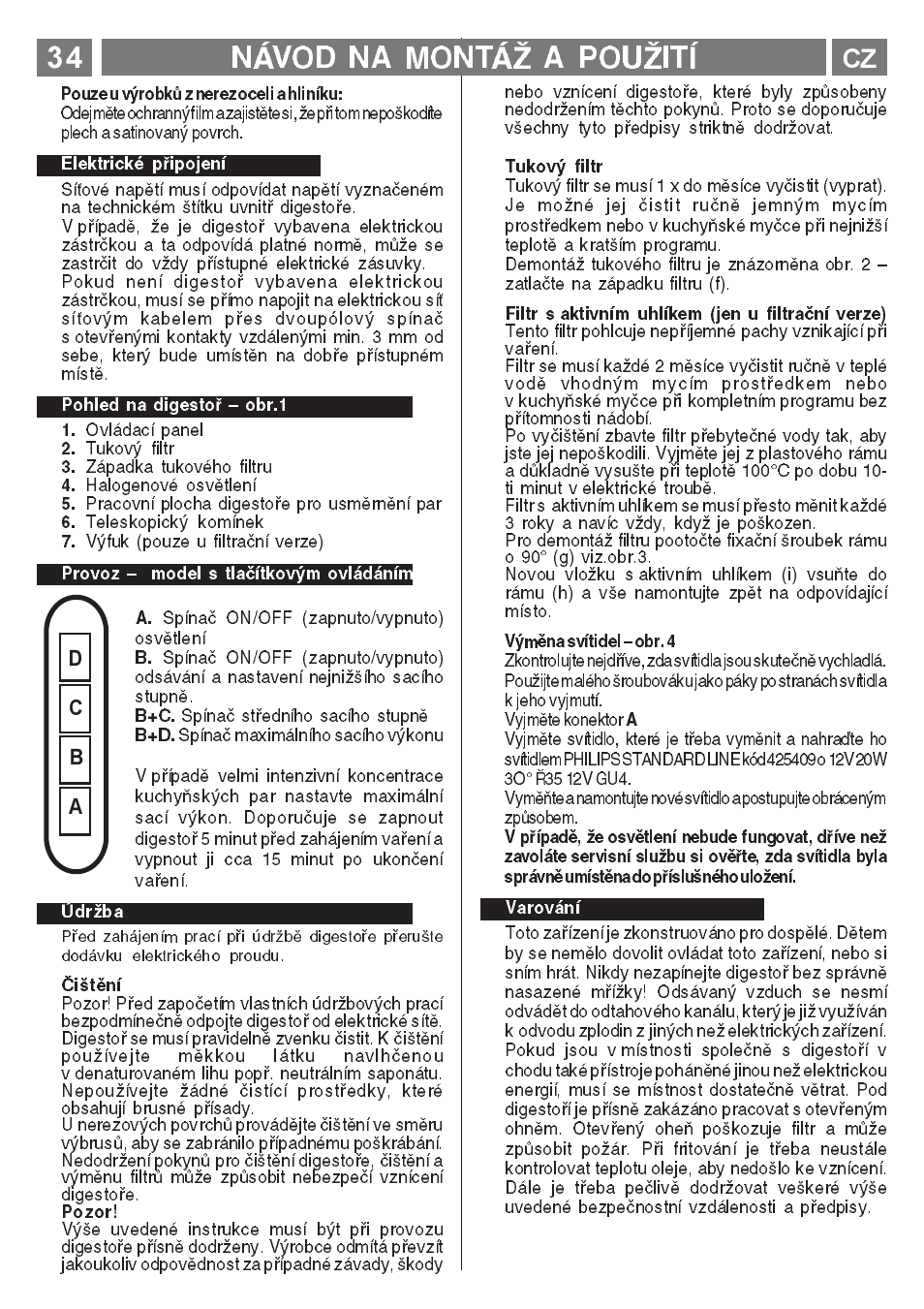 Návod na montá a pouití, Ab c d | ELICA MENHIR User Manual | Page 35 / 36