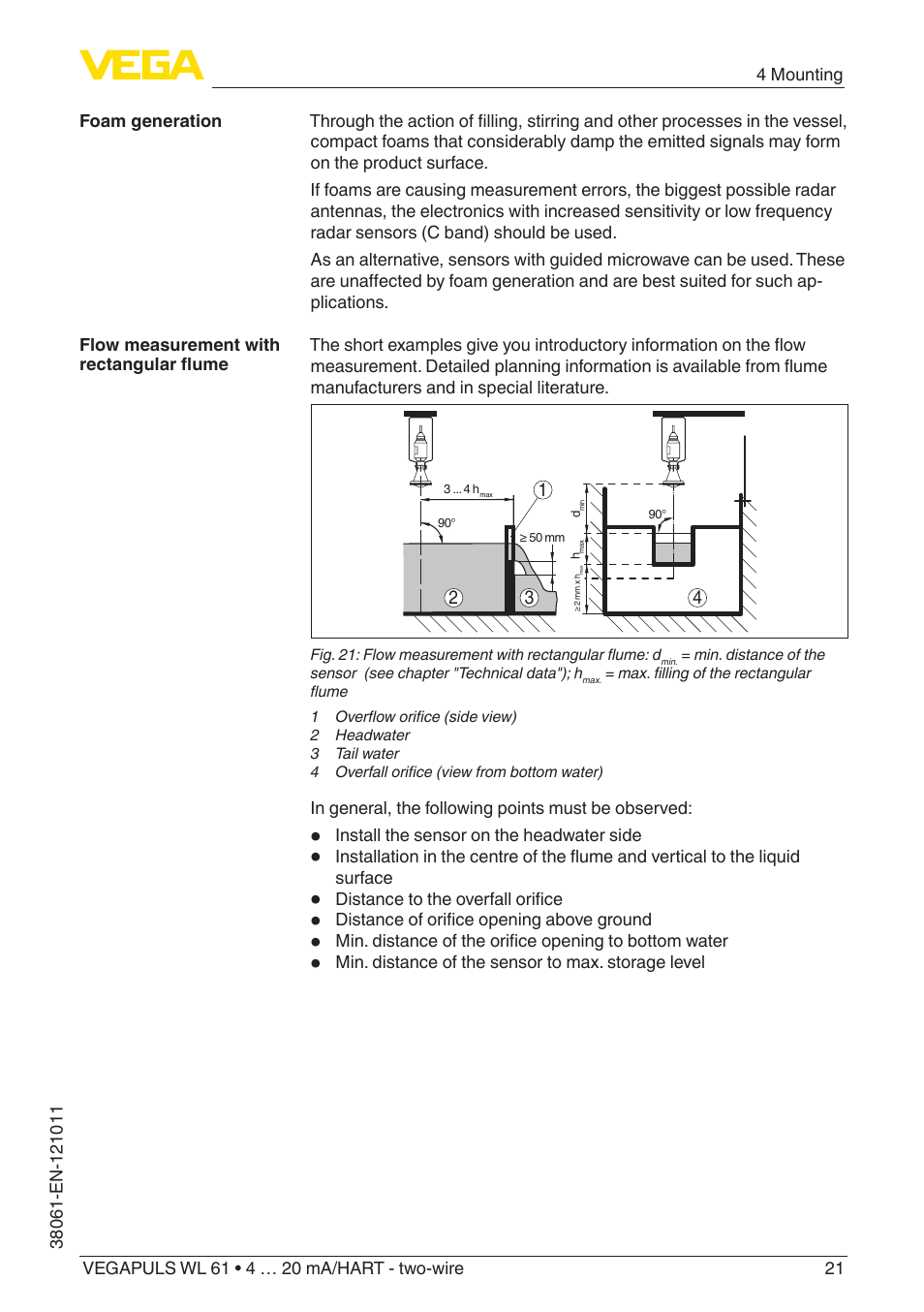 VEGA VEGAPULS WL 61 4 … 20 mA_HART - two-wire User Manual | Page 21 / 60