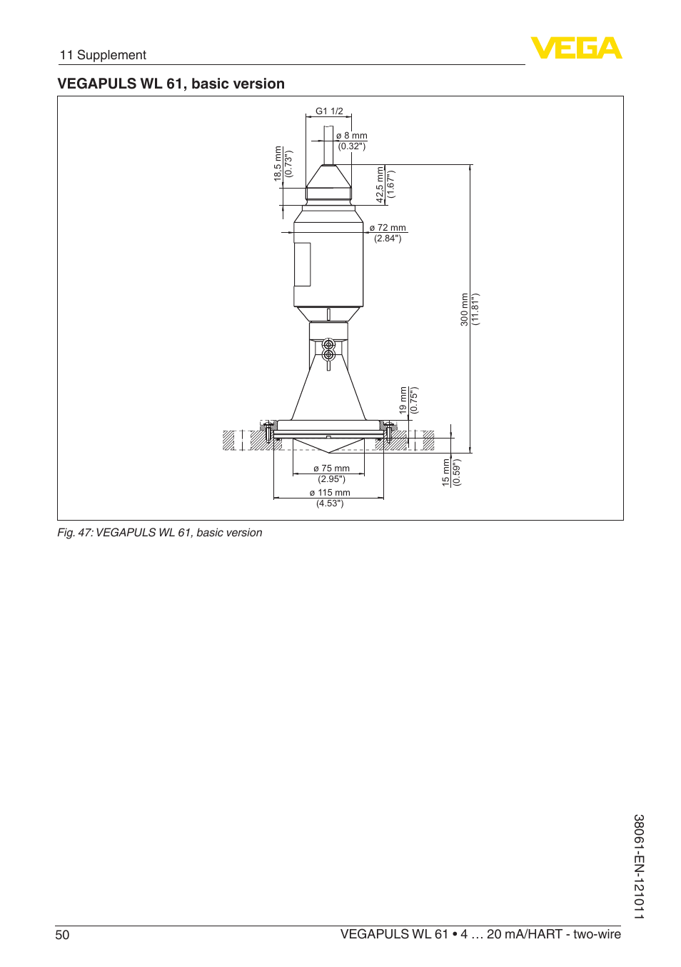 Vegapuls wl 61, basic version | VEGA VEGAPULS WL 61 4 … 20 mA_HART - two-wire User Manual | Page 50 / 60