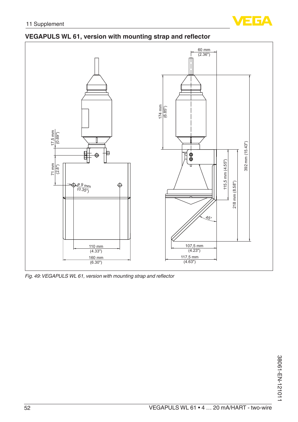 VEGA VEGAPULS WL 61 4 … 20 mA_HART - two-wire User Manual | Page 52 / 60